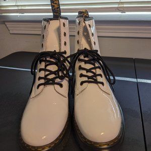 Dr. Martens 1460 Women's Patent Leather Lace Up Boots in White